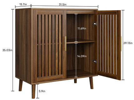 Grille Striped Sideboard Buffet Cabinet With Storage