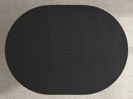 Dining Table For Farmhouse Kitchen Expandable Oval Table Top With Removable Leaf Trestle X Shaped Base - Black