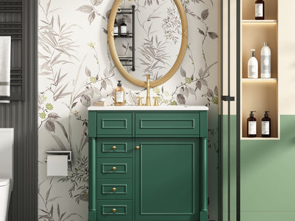 Bathroom Vanity With Sink, Freestanding Storage Cabinet & 2 Drawers And Soft Closing Door, Solid Legs, Frame, Basin,