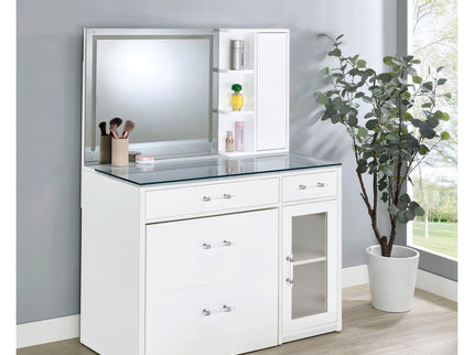 Kerr - 2 Drawer Makeup Vanity Table With Mirror And Stool