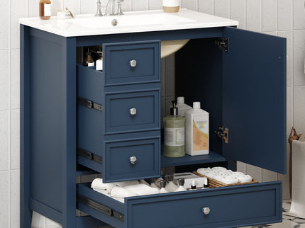 Modern Bathroom Vanity With Sink, 1 Cabinet & 3 Drawers