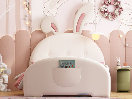 Upholstered Rabbit-Shape Princess Bed With Headboard And Footboard