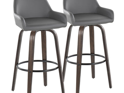Daniella - Contemporary Fixed Height, Barstool With Swivel With Round Footrest (Set of 2)