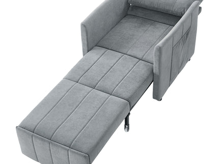 Upholstered Convertible Sleeper Sofa With 5 Position Backrest, Side Pockets, Storage