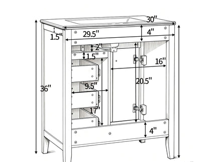 Bathroom Vanity With Sink, Freestanding Design, Soft Close Doors & Drawers - White