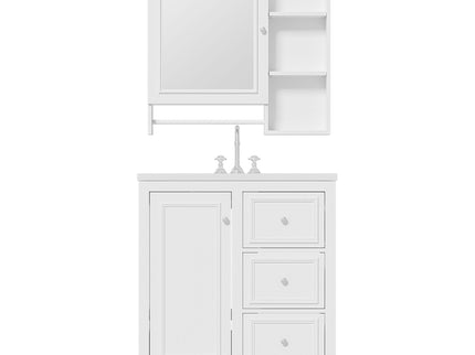 Bathroom Vanity With Sink, Modern Elegant Bathroom Storage Cabinet With 3 Drawers And Adjustable Shelves, Freestanding Vanity Set With Mirror Cabinet, Single Sink Bathroom Vanity