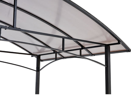 Grill Gazebo 8X5Ft, Outdoor Patio Canopy, Bbq Shelter With Steel Hardtop And Side Shelves - Black