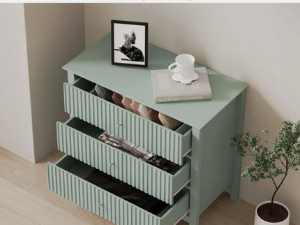 Fluted 3 Drawer Nightstand With Soft Close Slides