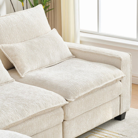 Modern Comfy L Shaped Sectional Sofa With Movable Ottoman