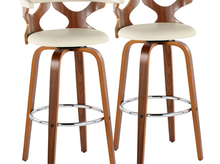Gardenia - Mid Century Modern Fixed Height Barstool With Swivel With Round Footrest (Set of 2)