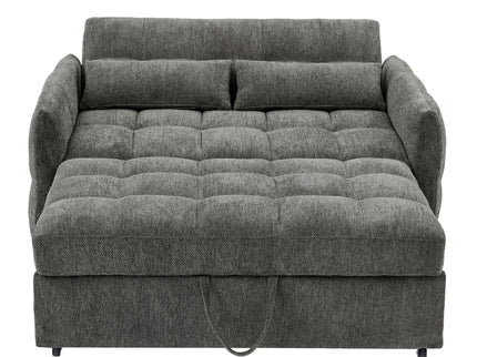 Loveseat Sofa Pull-Out Bed With Adjustable Backrest, 3 USB Ports And 2 Lumbar Pillows For Living Room