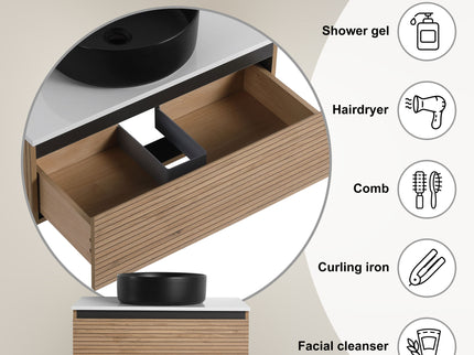 Wall Mounted Bathroom Vanity With Art Sink & 1 Soft Close Drawer
