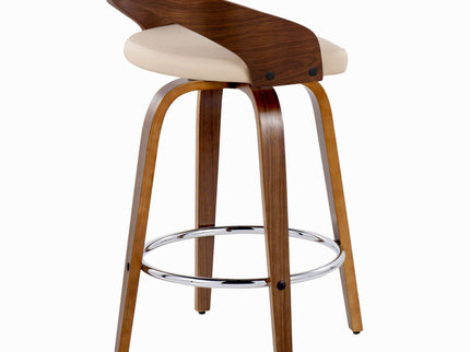 Grotto - Mid Century Modern Elegant Fixed Height Counter Stool With Swivel With Round Footrest (Set of 2)