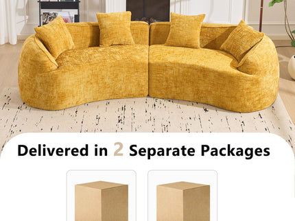 Curved Compressed Sofa, Nordic-Style Design For Living Room