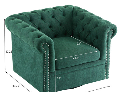 Chesterfield Style Swivel Club Chair With Button Tufted