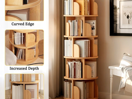 5 Tier Rotating Bookshelf, Spinning Design