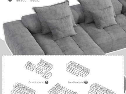 Modern Oversized, Modular Sectional Sofa With Pillows
