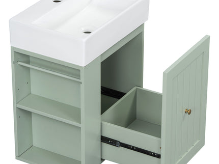 Modern Bathroom Vanity With Sink, Storage Cabinet, Drawer & Side Shelf