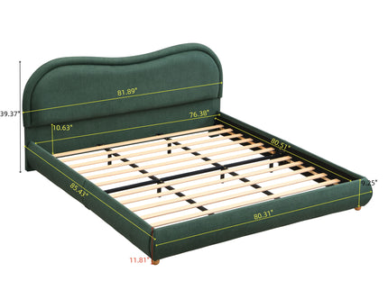 Upholstered Platform Bed Frame With Curved Headboard