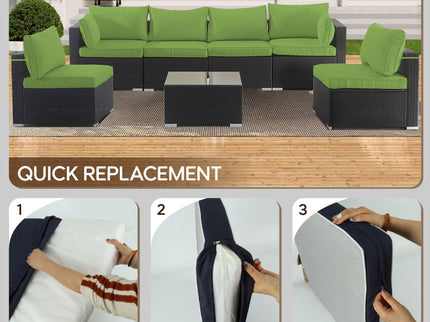 Cushion Covers For 7 Piece Wicker Sectional Sofa, 14 Pack Seat And Back Slipcovers With Zipper