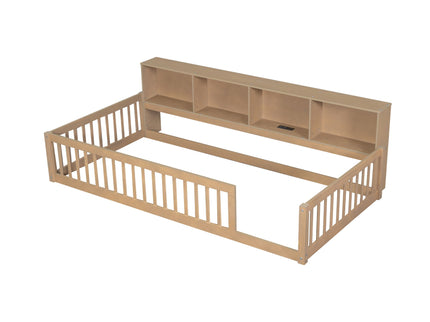 Floor Bed With Storage Cabinets And USB Ports