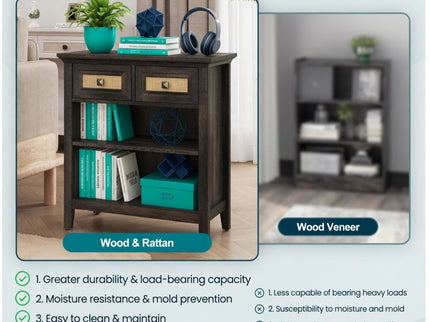 Storage Cabinet With 2 Drawers And 2 Shelves - Coffee