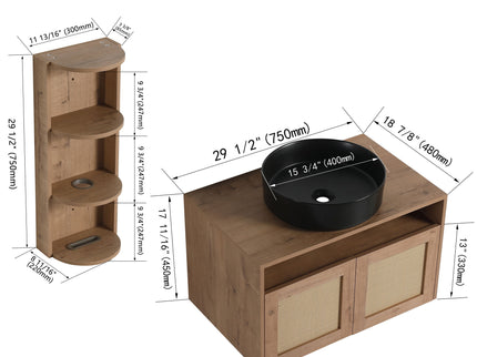 Bathroom Vanity & Art Sink And Storage Rack, Float Mounting Design