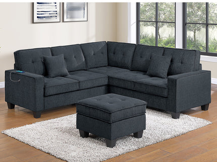 Sectional Set With Corner Wedge Ottoman USB Port