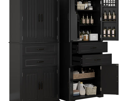 Multi Functional Storage Cabinet With Adjustable Shelves, 2 Drawers, Door Shelves