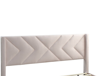 Elegant Bed With Upholstered Headboard, Platform Base
