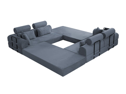 Modern L-Shape Modular Sectional Sofa, Compressed Design