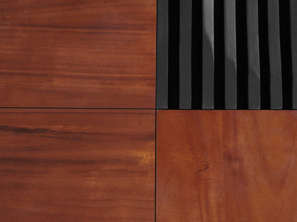 Italian Retro Inspired Acacia Wood Storage Coffee Table - Brown / Black