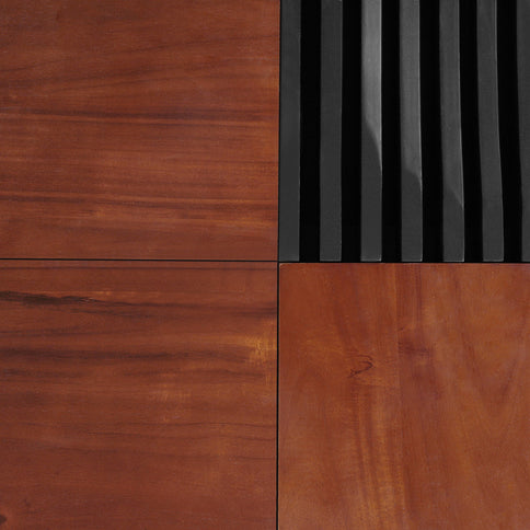 Italian Retro Inspired Acacia Wood Storage Coffee Table - Brown / Black