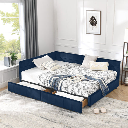 Elegant Design Storage Upholstered Tufted Bed Frame With Backrest And Armrests