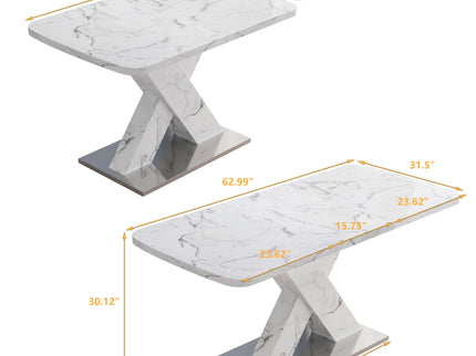 Modern Rectangle Dining Table With Stretchable TopAnd X Shape Legs