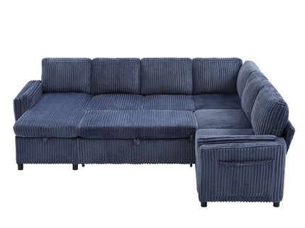 Convertible U-Shaped Sectional Sofa Bed With USB Ports And Storage