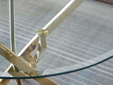 Contemporary Round Clear Dining Tempered Glass Table With Gold Finish Stainless Steel Legs - Gold