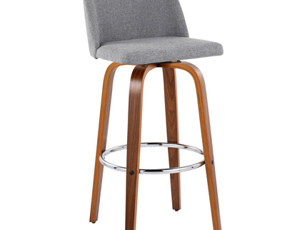 Toriano - Mid Century Modern Fixed Height, Barstool With Swivel With Round Footrest (Set of 2)