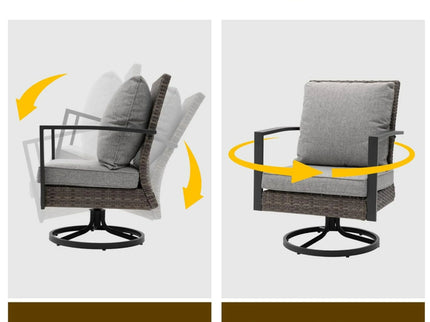 Swivel Rocker Patio Chairs With Cushions, All Weather (Set of 2) - Gray