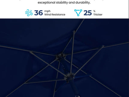 Umbrella With Crank Lift & Tilt, UV-Resistant Canopy For Patio