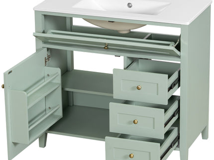 Bathroom Vanity With Sink, Cabinet With 3 Drawers And Adjustable Shelf