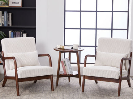 Accent Chair With Pillow And Wood Frame