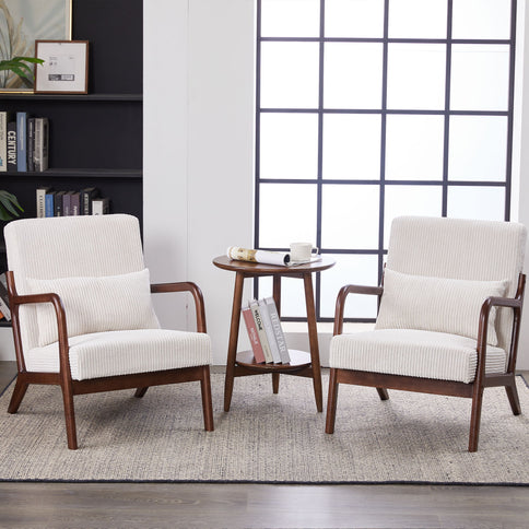 Accent Chair With Pillow And Wood Frame
