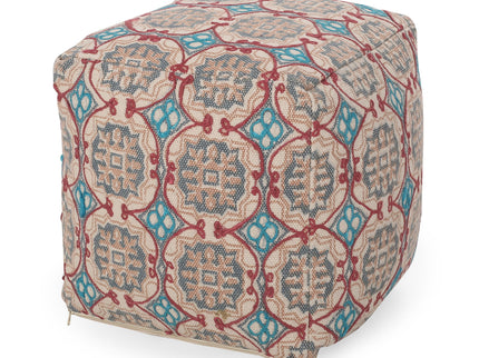 Amelia - Handcrafted Fabric Pouf, Rustic Elegance - Multicolored