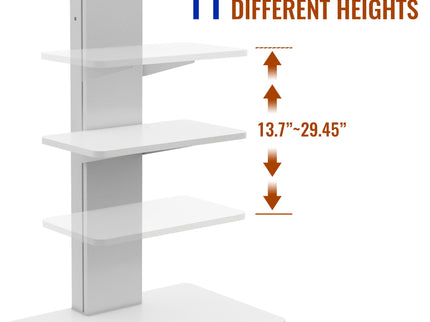 Mobile TV Stand With Shelf Floor Mount Cart For TVs With Lockable Wheels Ideal For Living Room Bedroom Or Office - White
