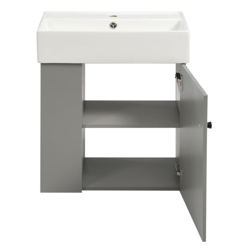 Modern Floating Bathroom Vanity With Ceramic Basin Perfect For Small Bathrooms