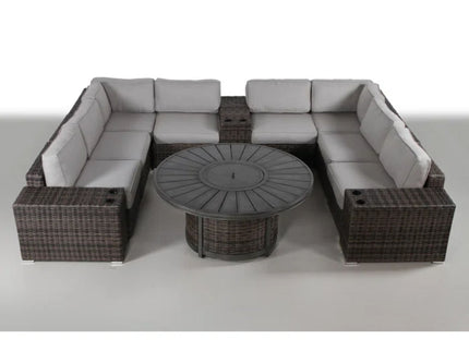 Patio Seating Group With Cushions And Fire Pit - Espresso