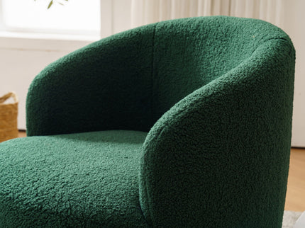 Teddy Fabric Swivel Accent Armchair Barrel Chair With Powder Coating Metal Ring