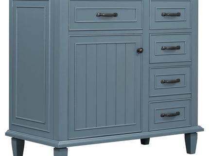 Modern Bathroom Vanity With Sink Top, Flip Drawers, Adjustable Shelf
