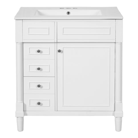 Bathroom Vanity With Sink, Freestanding Storage Cabinet & 2 Drawers And Soft Closing Door, Solid Legs, Frame, Basin,